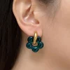 Glass Flower Donut Hoops - Dark Blue-Green