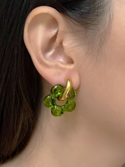 Glass Flower Donut Hoops - Pistachio Green