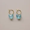 Glass Heart Hoops - Sky *18K Gold-plated