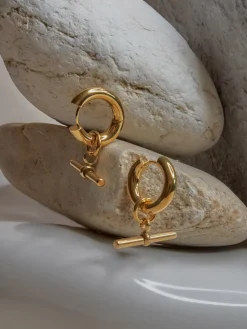 Gold Hoops With Bar