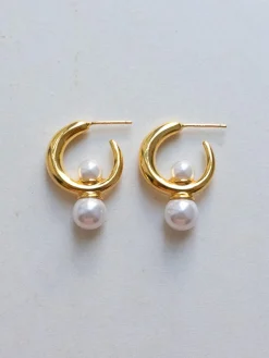 Gold Hoops with Pearls