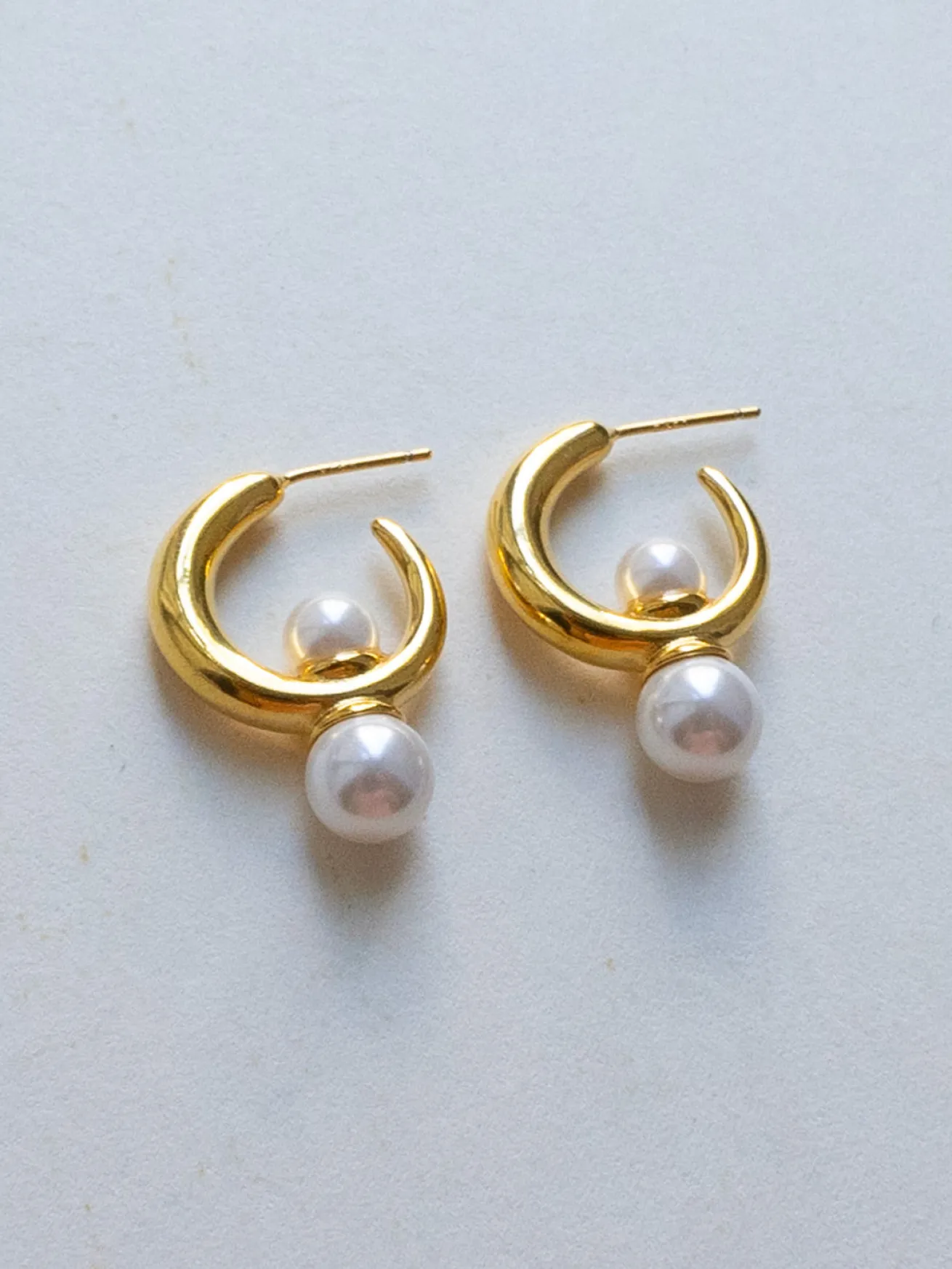Gold Hoops with Pearls