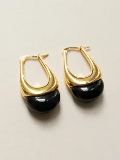 Gold Lucite Hoops - Black
