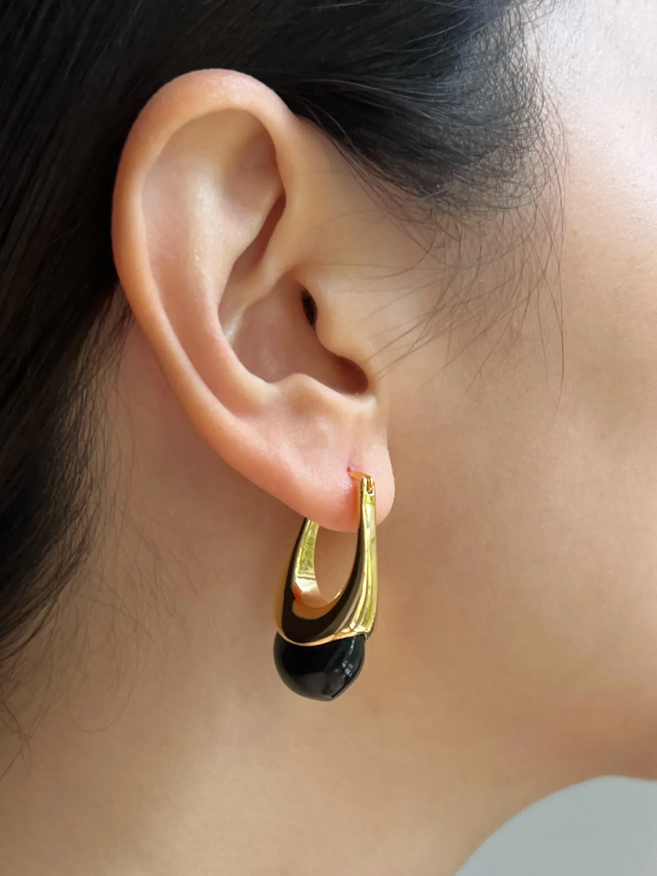 Gold Lucite Hoops - Black