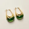 Gold Lucite Hoops - Green