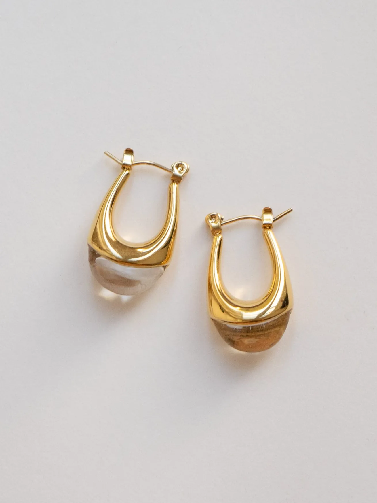 Gold Lucite Hoops - Transparent