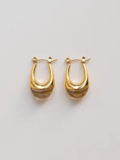 Gold Lucite Hoops - Transparent