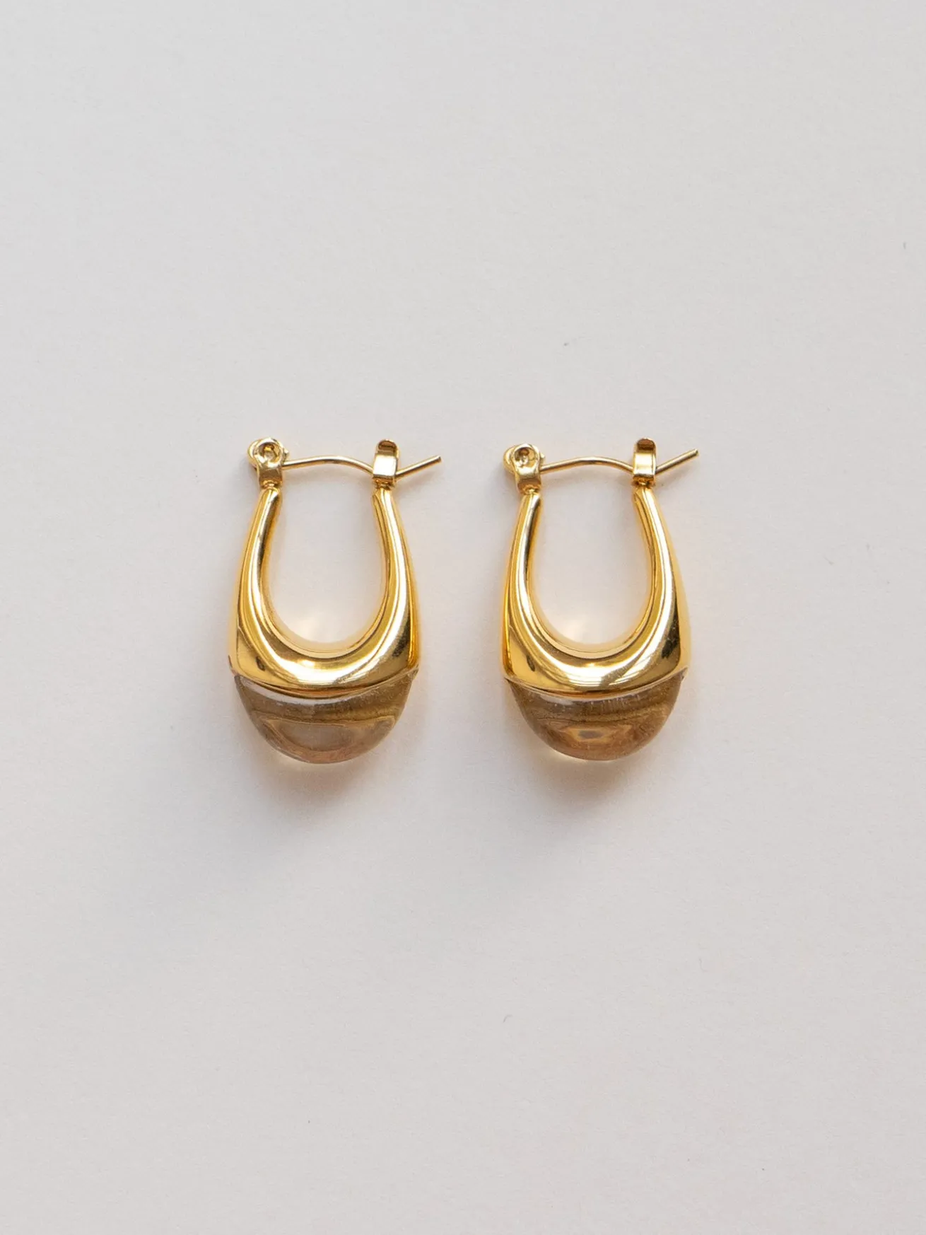 Gold Lucite Hoops - Transparent