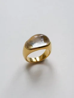 Gold Lucite Ring - Transparent