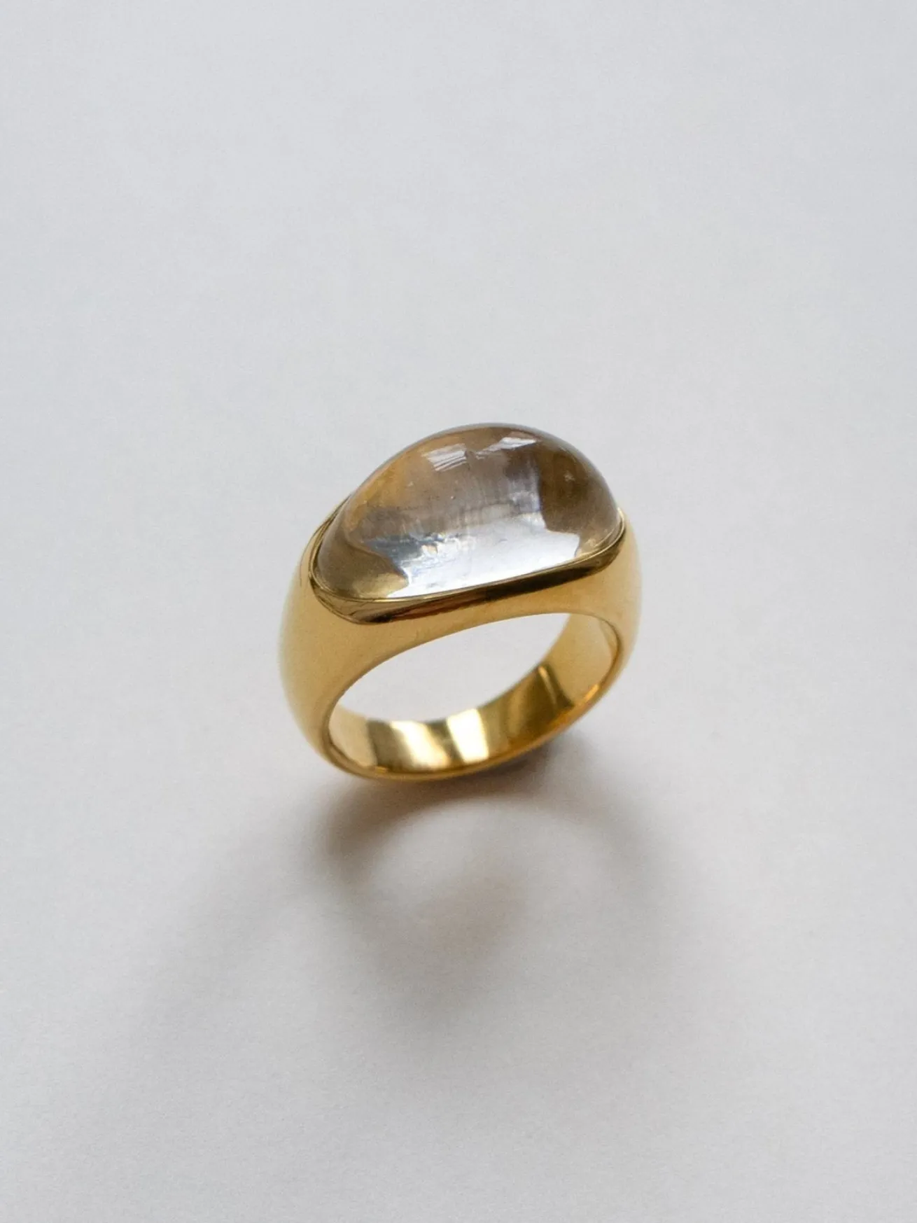 Gold Lucite Ring - Transparent