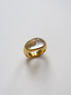 Gold Lucite Ring - Transparent