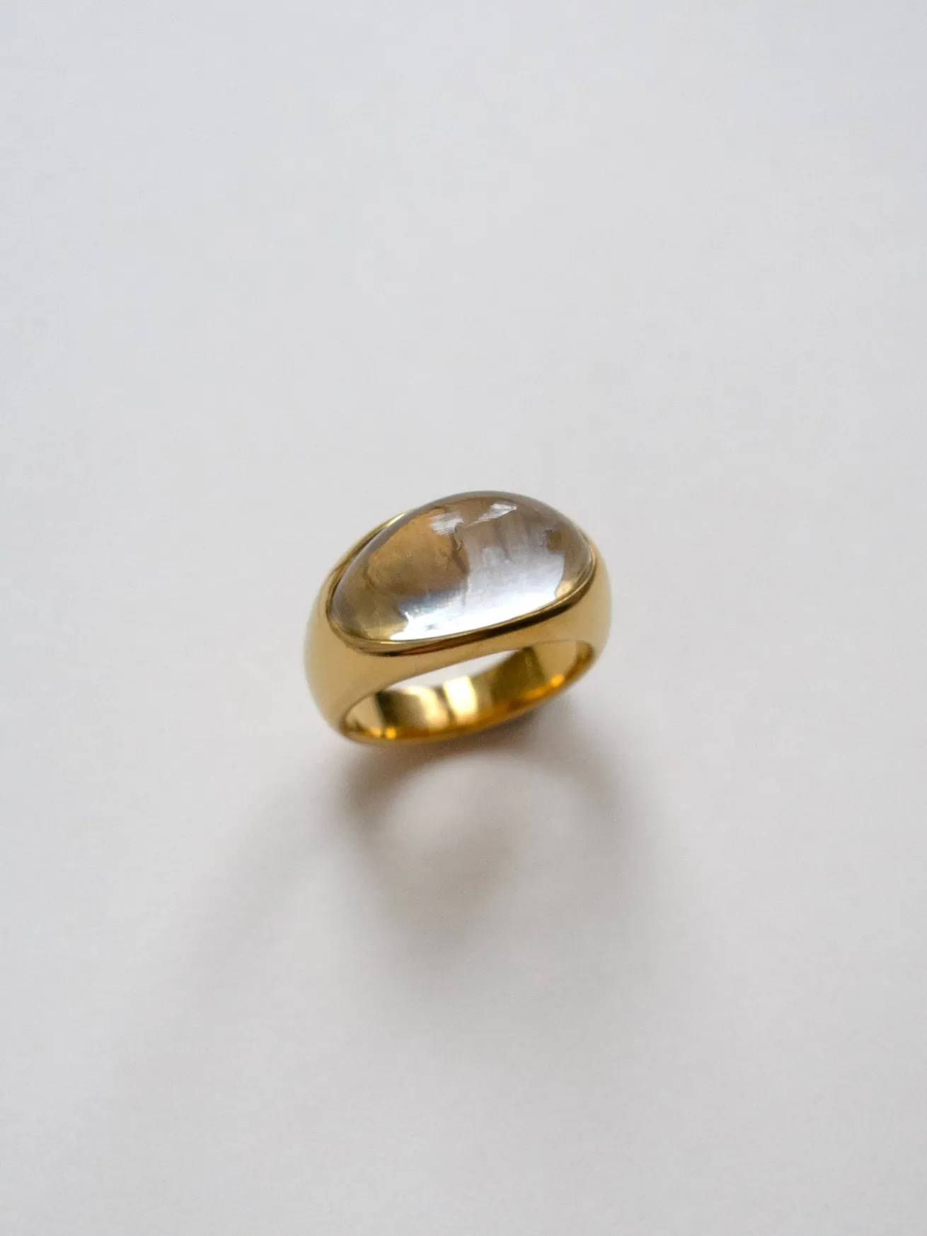 Gold Lucite Ring - Transparent