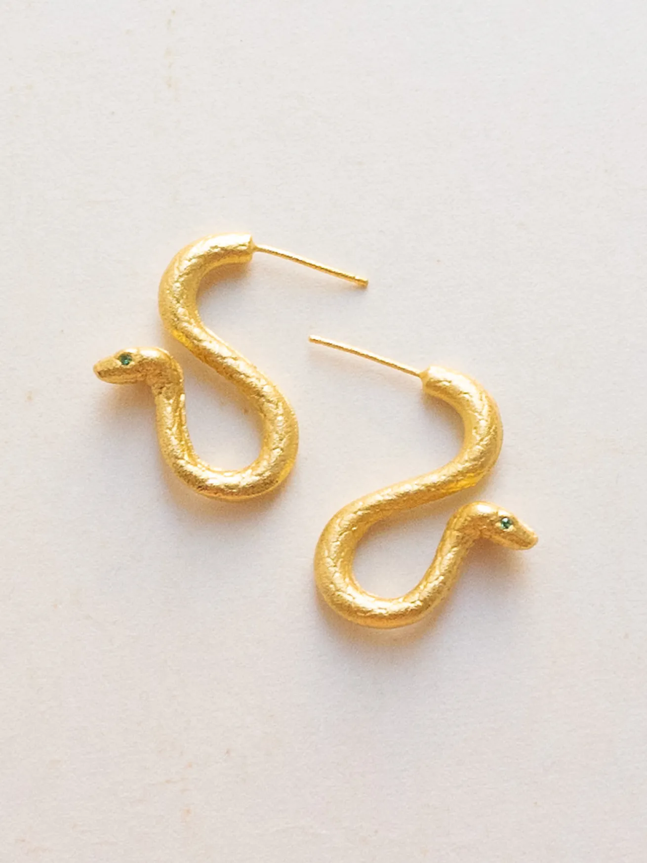 Gold Matte Serpent Earrings