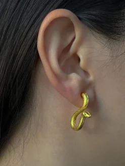 Gold Matte Serpent Earrings