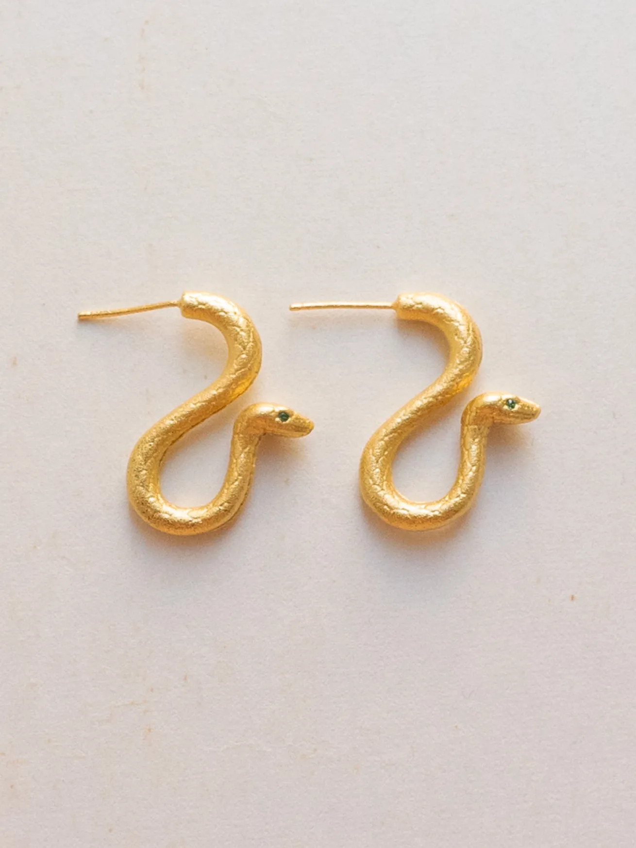 Gold Matte Serpent Earrings
