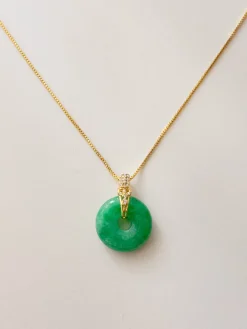 Green Jade Donut Necklace