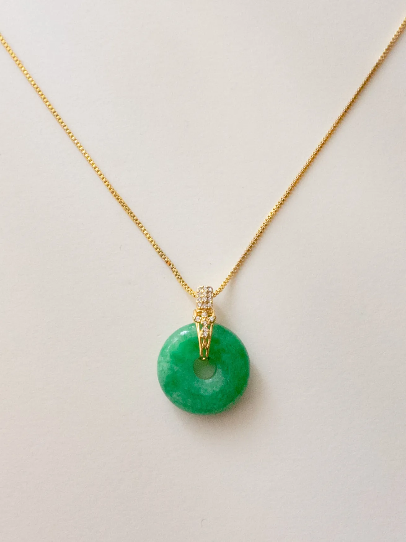 Green Jade Donut Necklace