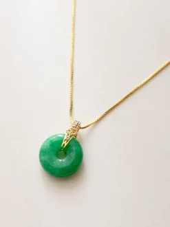 Green Jade Donut Necklace