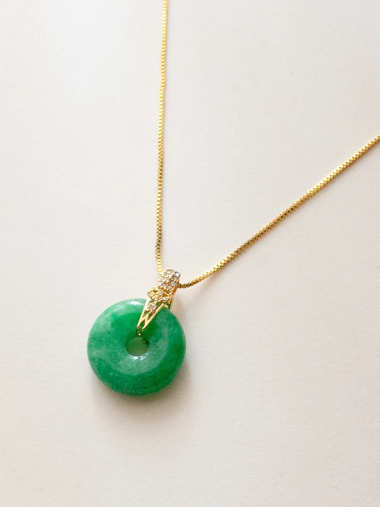 Green Jade Donut Necklace