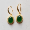 Green Jade Oval Pendant Earrings