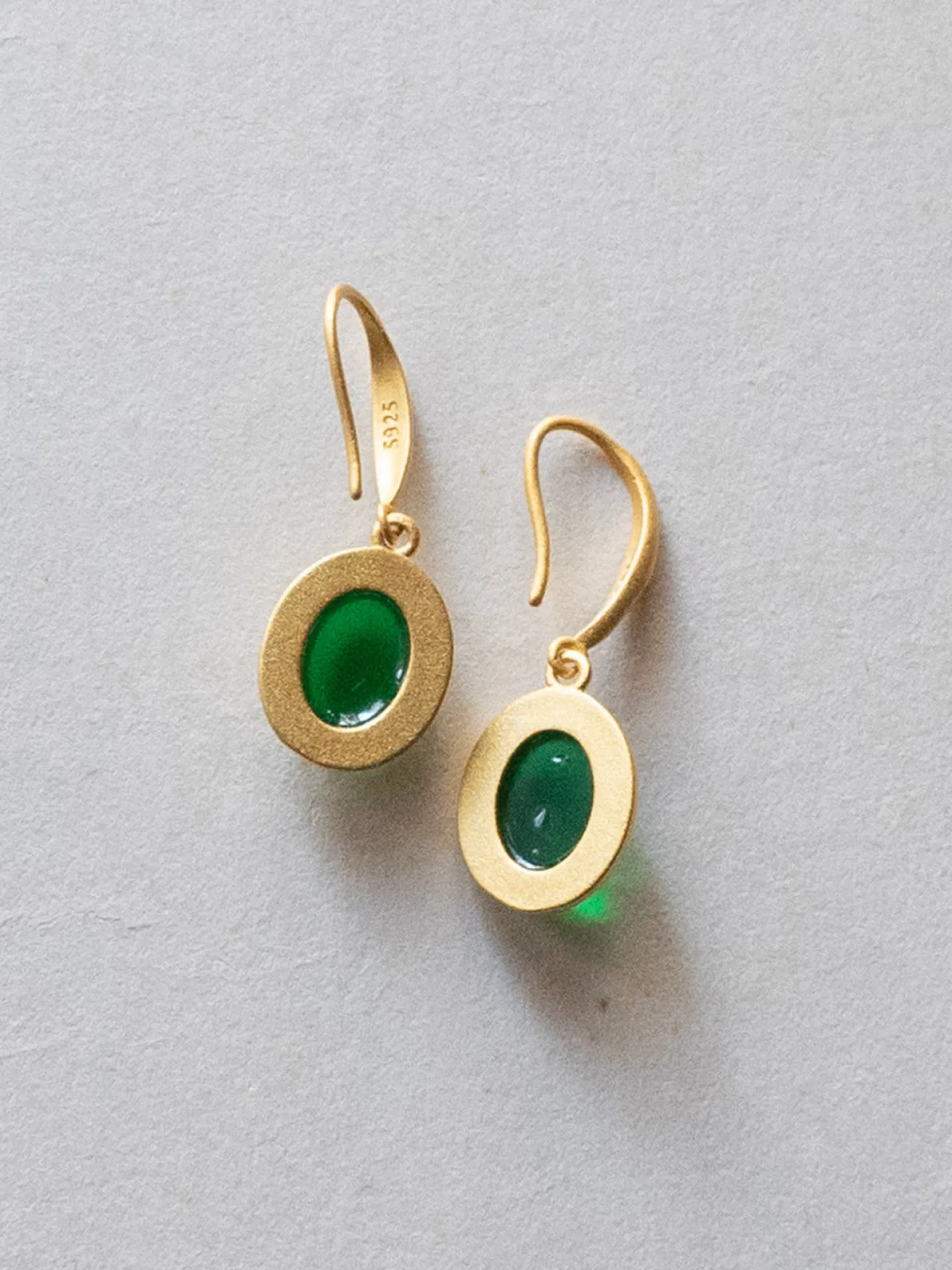 Green Jade Oval Pendant Earrings
