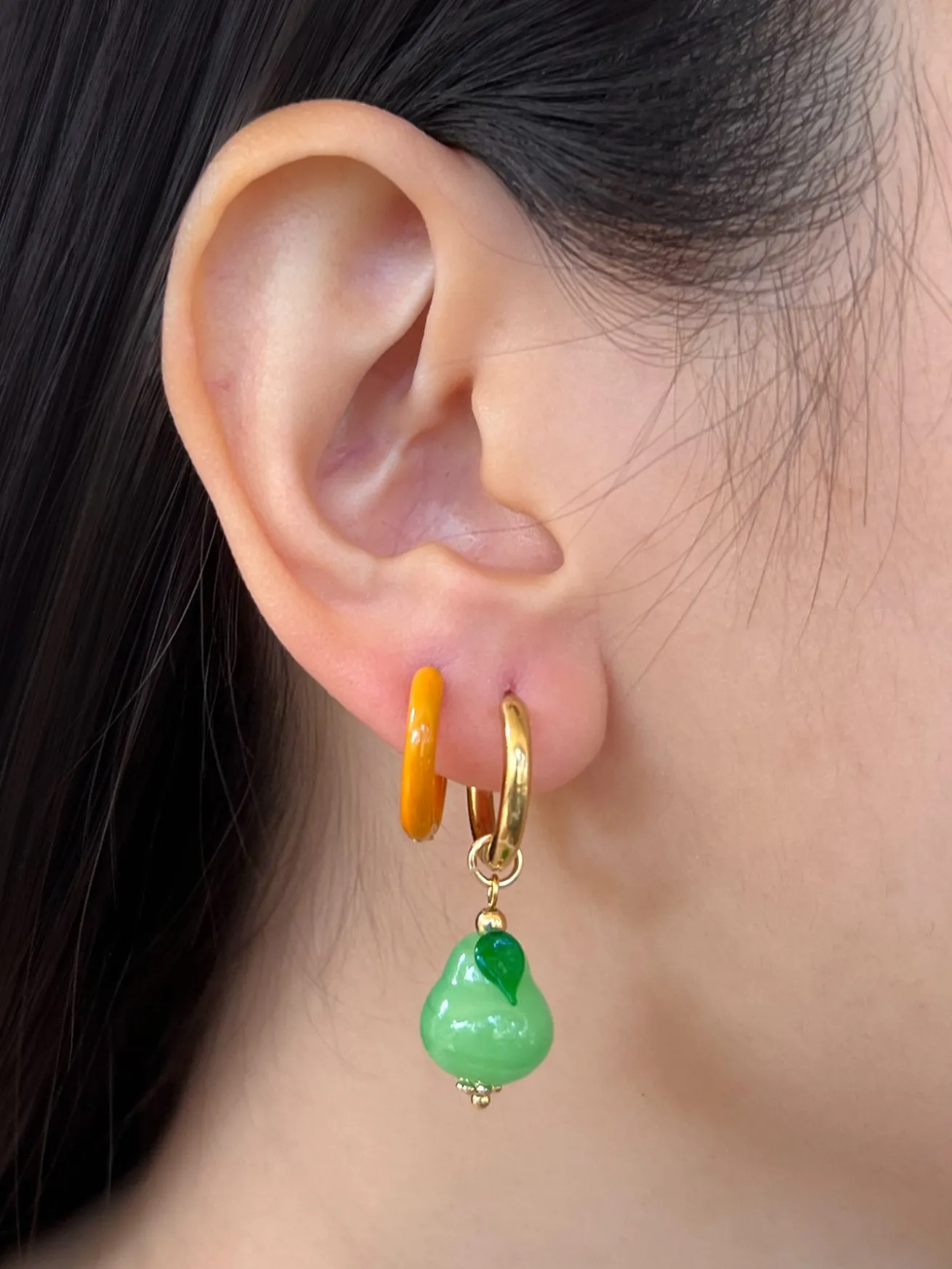 Green Pear Hoops