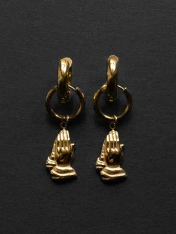 Hands in Prayer Chunky Gold Hoops