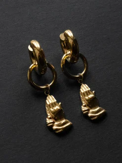 Hands in Prayer Chunky Gold Hoops