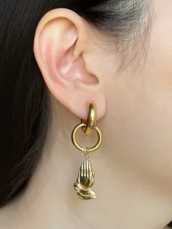 Hands in Prayer Chunky Gold Hoops