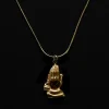 Hands in Prayer Necklace - Gold