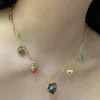 Heart Cloisonne Charm Necklace - Black Heart/Dried Rose