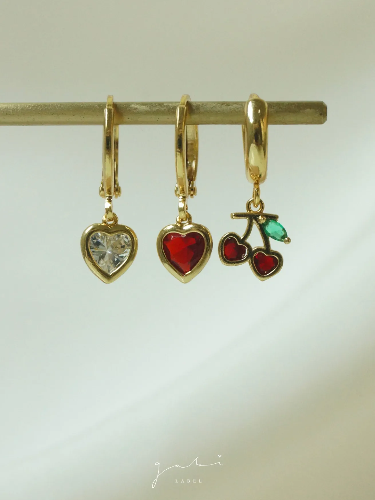 Heart Gem Huggies - Red