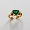 Heart Gemstone Twist Ring - Emerald Green