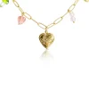 Heart Locket Charm Necklace with Mushroom - Springtime