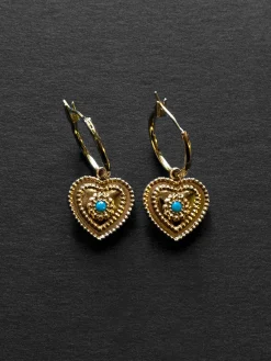 Heart of Stone Hoops - Blue