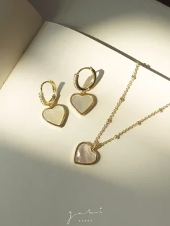 Heart Shell Pendant Huggies