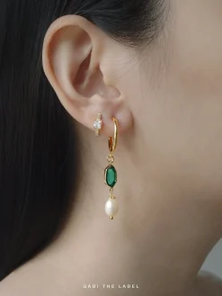 Hildur Earrings - Green *18K Gold-plated