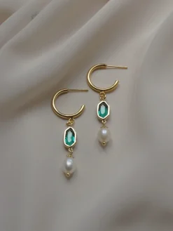 Hildur Earrings - Green *18K Gold-plated