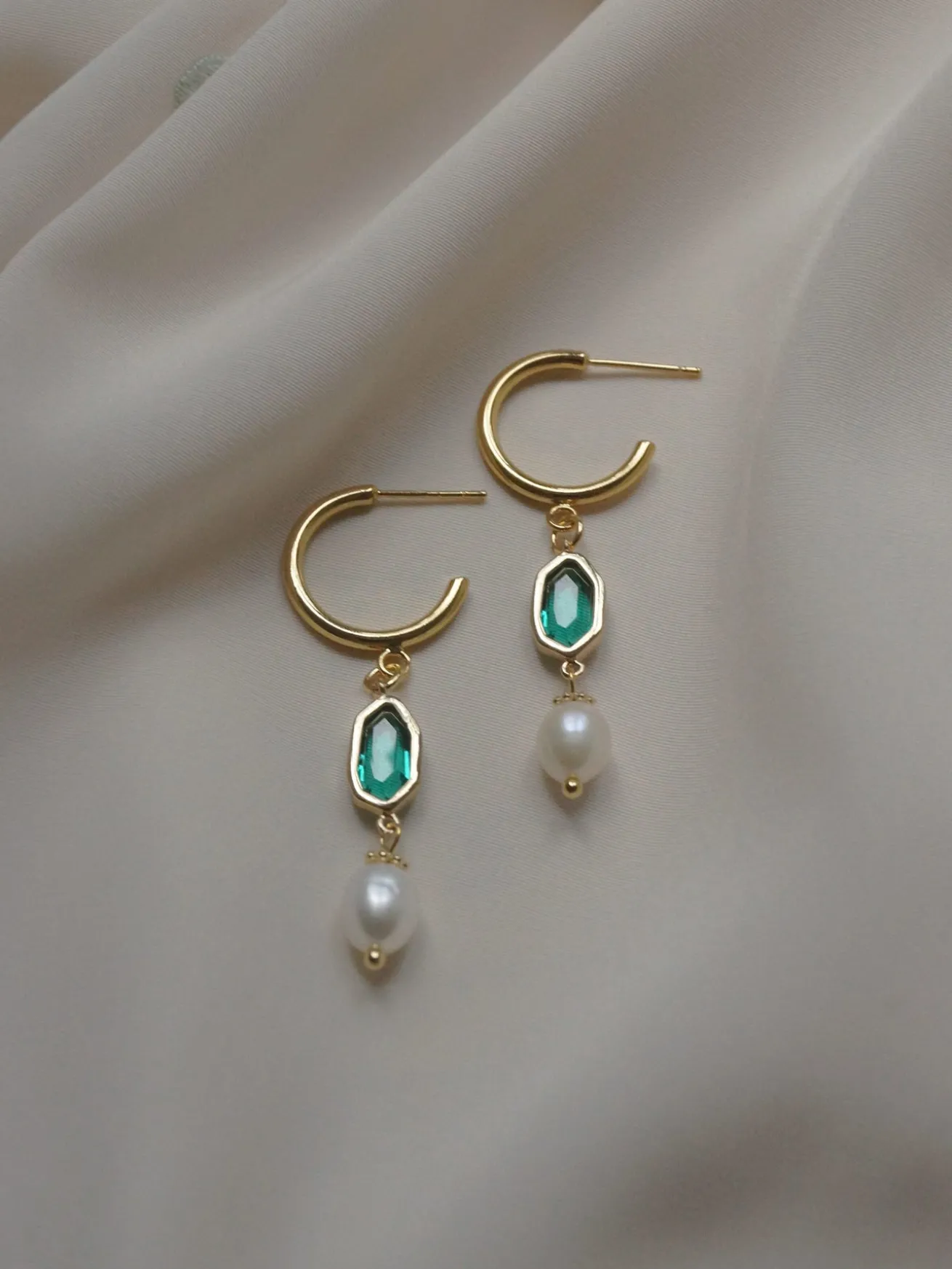 Hildur Earrings - Green *18K Gold-plated