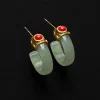 Imperial Jade Hoops - Green