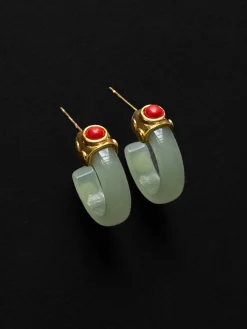 Imperial Jade Hoops - Green