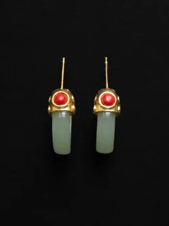 Imperial Jade Hoops - Green