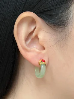 Imperial Jade Hoops - Green