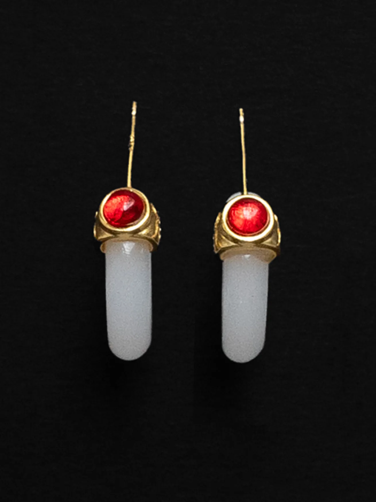 Imperial Jade Hoops - White