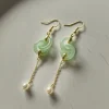 Infinity Jade Drop Earrings with Pearl