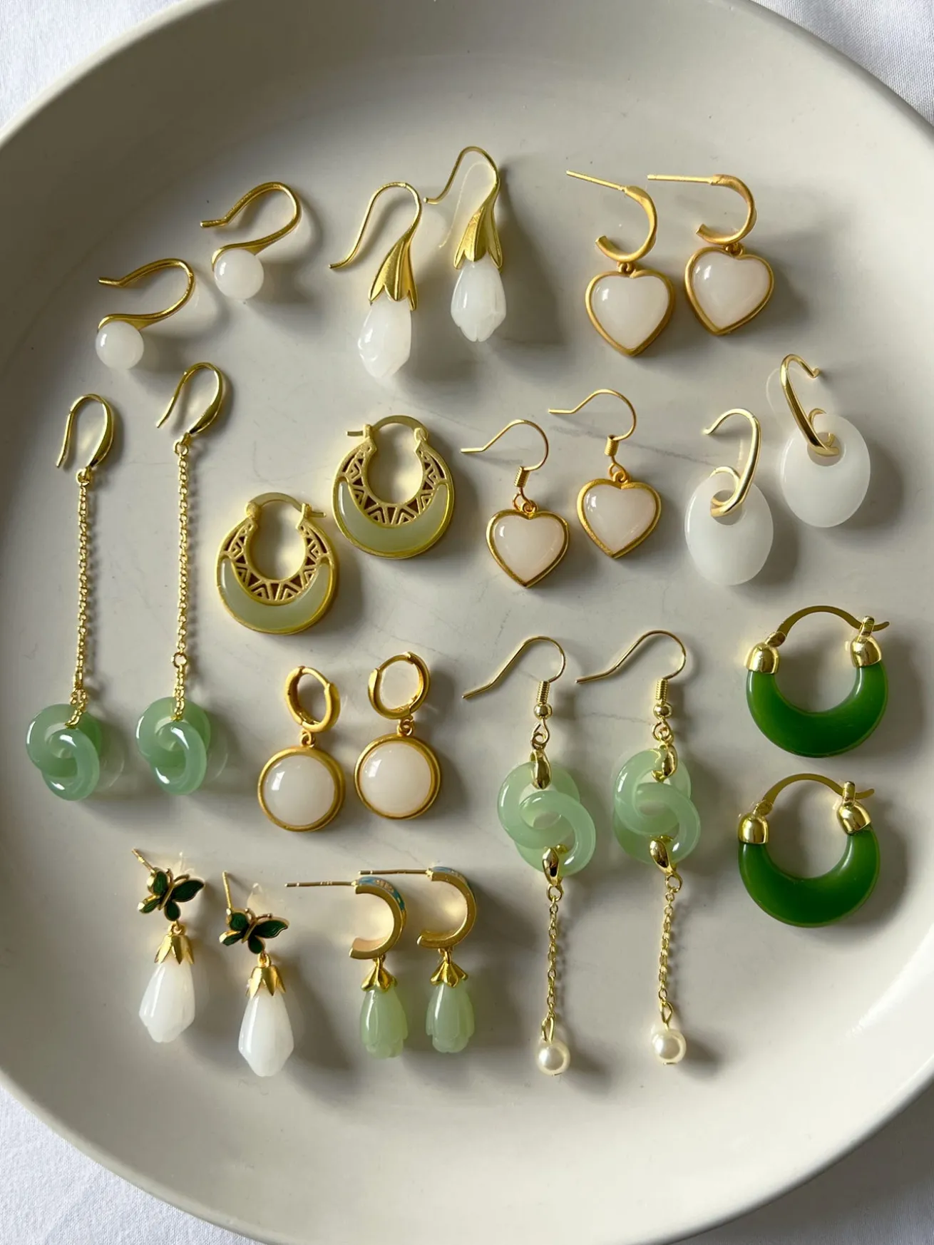 Infinity Jade Drop Earrings with Pearl