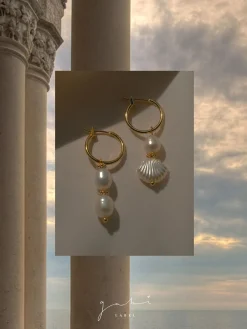 Island Pearl Hoops