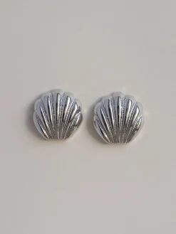 Jumbo Seashell Earstuds - Silver