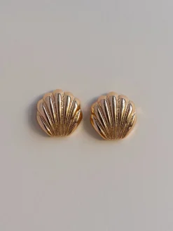 Jumbo Seashell Earstuds - Gold