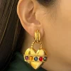Large Baroque Heart with Gemstones Clip-Ons (Vintage)